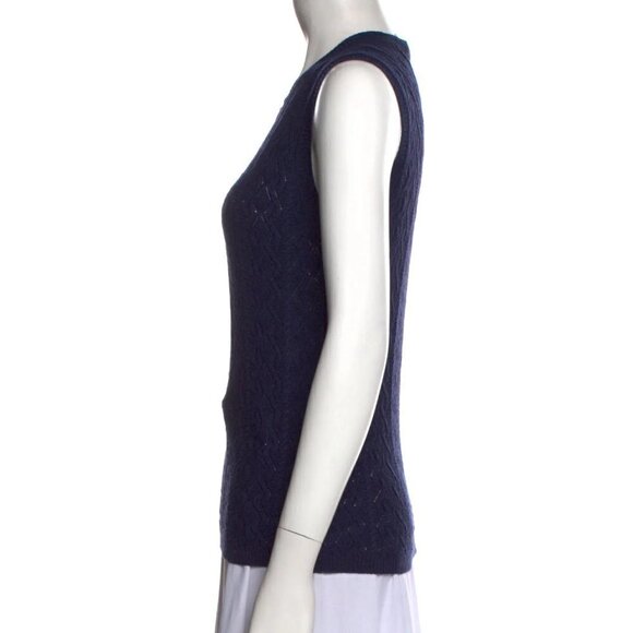 New Carolina Herrera Cashmere/Silk/Wool Crewneck Sleeveless Knitted Vest Sweater - Picture 5 of 11